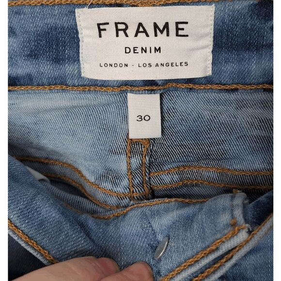FRAME DENIM Le High Rise Skinny Raw Edge Jeans Denim Gaze size 30 - Picture 8 of 11